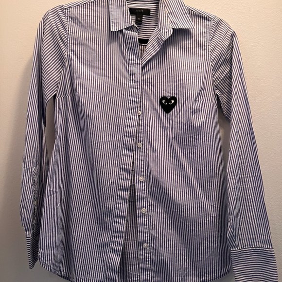 J crew COMME DES GARÇONS PLAY Blue & Black Heart Patch Shirt - Picture 3 of 7
